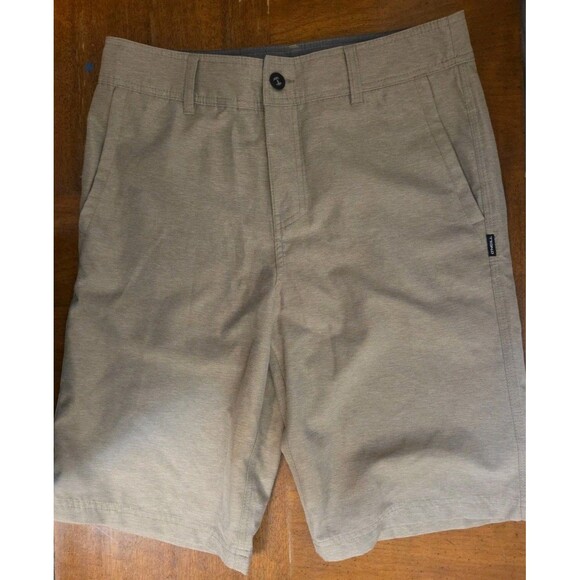 O'Neill Hybrid Shorts Mens 30 Khaki Tan Quick Dry Stretch Outdoor Pockets Zip - Picture 1 of 5